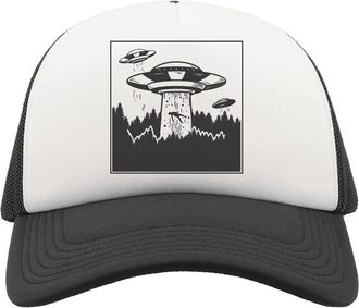 Generic Alien Abduction UFO Graphic Unisex Breathable Half Mesh Cap Hat Baseball Cap Sport Active Black