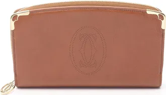 Cartier Brown Leather Long Wallet (Bi-Fold) (Pre-Owned)