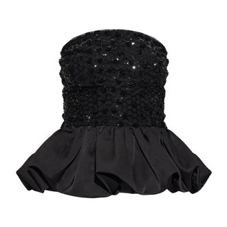 Rotate Top con paillettes e peplo - - Tops - Donna - Nero - S