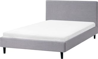 Beliani Cama Moderna Tapizada En Tela 120 X 200 Cm Somier De L&aacute;minas Patas De Madera Gris Claro Fitou