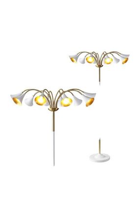 Jonathan Y Designs Vivian 61 10-Light Mid-Century Modern Iron Medusa Multi Head LED Floor Lamp in Brass Gold/white at Nordstrom