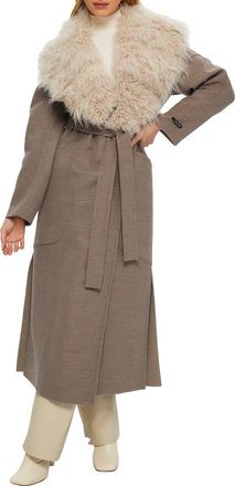 Gorski Double Face Wool And Cashmere Coat with Detachable Genuine Shearling Collar with Belt in Light Brown/beige at Nordstrom, Size Large