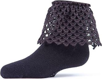MeMoi Lacy Loopsy Anklet Sock in Black at Nordstrom, Size 6-12M
