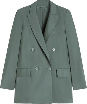 Max Mara Double-breasted blazer van wol en zijde - Dames - Blazers - Groen - M - Wol - Jassen