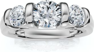 Pompeii3 1ct 3-Stone Bar Set Engagement Ring 10K Lab Grown