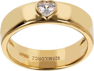 Autentica White Heart Gemstone Band Ring