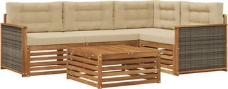 vidaXL Conjunto De Sof&aacute;s De Exterior 5 Uds. Natural Y Beige Vidaxl