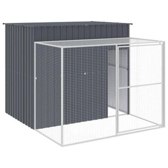 vidaXL Vidaxl - Caseta Perros Con Corral Acero Galvanizado Gris 214x253x181 Cm
