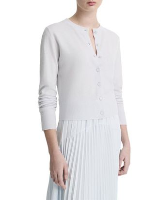 Vince Tipped Half Moon Wool & Cashmere-Blend Cardigan