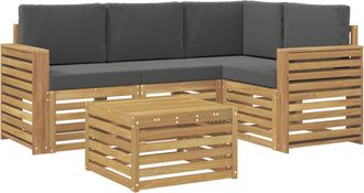 vidaXL Conjunto De Sof&aacute;s De Exterior 5 Uds. Blanco Y Antracita Vidaxl