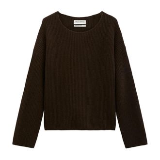 Marc O'Polo Truien- Lsl- Boot-hals - Heren - Ronde hals truien - Bruin - XS - Wol - Truien & Vesten