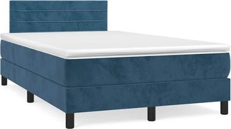 vidaXL Vidaxl - Cama Box Spring Colch&oacute;n Y Led Terciopelo Azul Oscuro 120x190 Cm