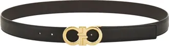 Ferragamo Black Gancini Buckle Reversible Belt