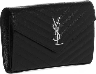 Saint Laurent Womens Wallet-On-Chain Quilted Leather Black Calfskin Bag