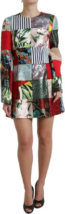 Dolce & Gabbana Womens Patchwork Mini Dress Multicolor Style - Black Silk - Size EU 42 (Womens)