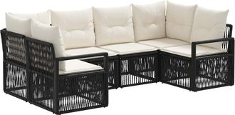 vidaXL Conjunto De Sof&aacute;s De Jard&iacute;n 6 Uds. 6-n&uacute;mero De Plazas Negro Vidaxl