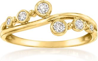 Ross-Simons Lab-Grown Diamond Asymmetrical Wave Ring in 18kt Gold Over Sterling