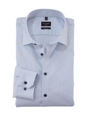 Olymp Businesshemd OLYMP No 6 six, Herren, Gr. 38, N-Gr, blau (bleu), Web, Obermaterial: 97% Baumwolle, 3% Elastolefin, gestreift, sehr schmal, 2-Knopf-Mans