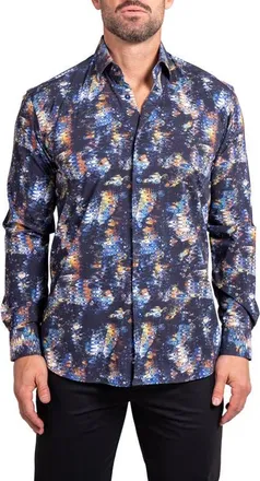 Maceoo Fibonacci Ascension Contemporary Fit Button-Up Shirt in Black at Nordstrom, Size Xx-Large