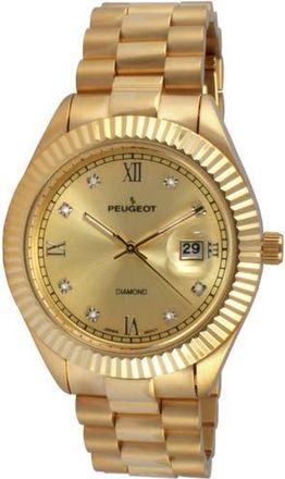 Peugeot Luxury Fluted Bezel, Genuine Diamond Bracelet Watch - 40MM in Champagne at Nordstrom