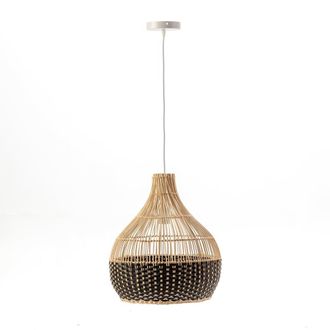 Els Banys L&aacute;mpara techo mimbre rat&aacute;n beige