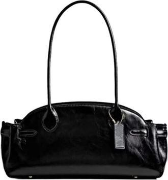 Generic Womens Commuter Oulder Bag 2025 New Sle Soft Leather Handbag Ball Game Underarm Pillow Daily Use Zipper Closure(Black)