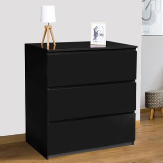 IDMarket Arc&oacute;n Tomi 3 Cajones 78 Cm Madera Negro