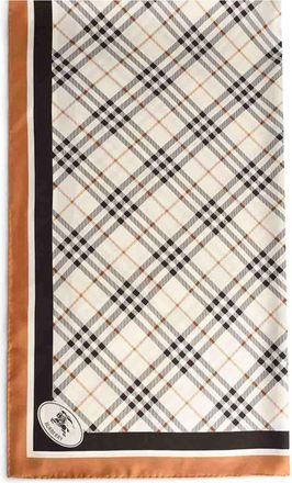 Burberry Check Silk Scarf With White Pebble