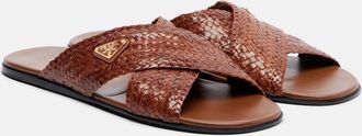 Prada Woven leather slides