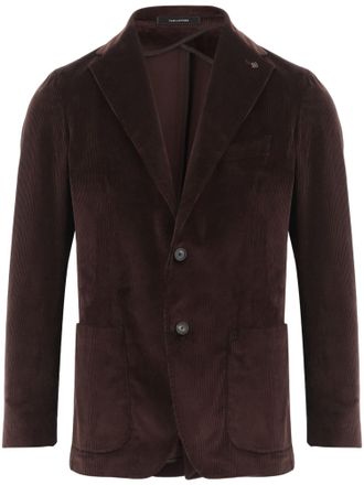 Tagliatore Brown Stretch Cotton Ribbed Blazer