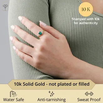 MAX + STONE 10k Yellow or White Gold Gemstone Emerald Cut Birthstone Anniversary Ring