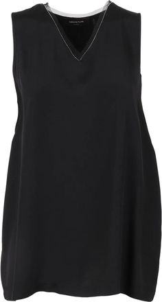 Fabiana Filippi tulle-trimmed satin top - Black