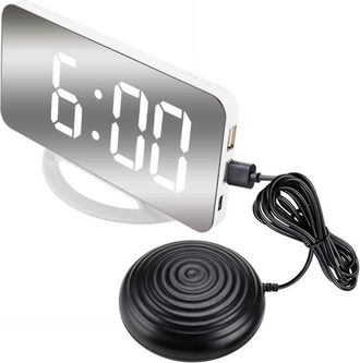 OEM R&eacute;veil Vibrant - Horloge Num&eacute;rique Miroir - Alarme Sonore Et Vibrante - Usb Charge - Blanc