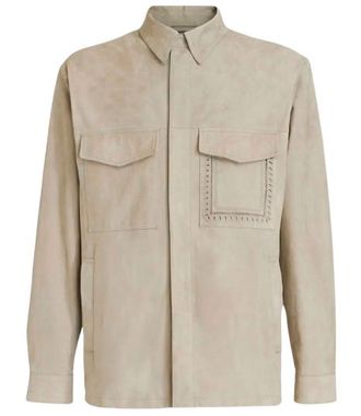 Etro Beige Leather Over-Shirt / Jacket Size M