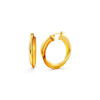 Gold & Honey Womens Crossover Lucite Hoop Earrings In Honey