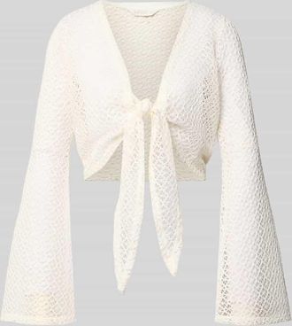 Apricot Strickjacke mit Knotendetail und Trompeten&auml;rmeln in Offwhite, Gr&ouml;&szlig;e XXL