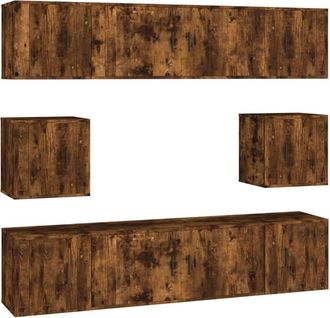 Berkfield Home 8 Piece TV Cabinet Set Smoked Oak Engineered Wood in Brown