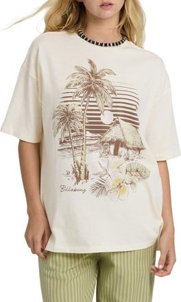 Billabong Will Find Me Here Oversize Cotton Graphic T-Shirt in White Cap at Nordstrom, Size X-Small