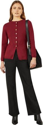 Yumi Chic Peplum Button Up Cardigan in Burgundy at Nordstrom, Size Medium