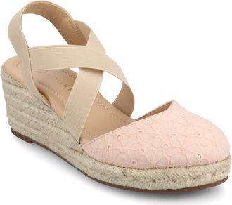 Journee Collection Ashlee Espadrille Wedge Pump - Extra Wide Width Available in Pink at Nordstrom Rack, Size 6.5