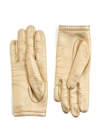 Valentino Garavani open-fingered metallic leather gloves - Gold