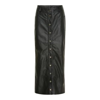 BTF-CPH Falda Larga de Piel con Botones - Skirts - Mujer - Negro - M
