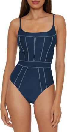 BECCA by Rebecca Virtue Color Sheen One-Piece Swimsuit in Navy at Nordstrom Rack, Size Medium