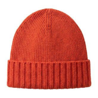 Drumohr Geribbelde Kasjmier Muts - Heren - Accessoires - Oranje - Maat: ONE Size Kasjmier