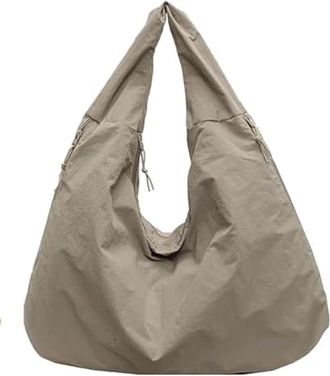 Generic Womens Solid Color Textured Draped Tote Bag, Large Capacity Fashion Versatile Shoulder Bag, Casual Versatile Shoulder Bags (Khaki)