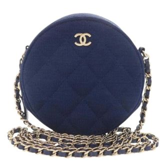 Chanel Pre-owned Cross Body Bags, female, Blue, Size: ONE SIZE Pre-owned Cotton Shoulder Bag