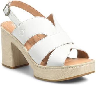 B&oslash;rn Nassau Slingback Platform Sandal in White Leather at Nordstrom, Size 10
