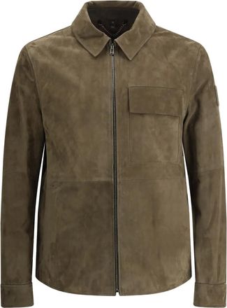 Belstaff Frame overshirt - men - Viscose/Cotton/Goat Skin - M - Green