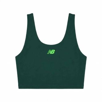 New Balance Womens Cropped Tank Bra In Dark Green