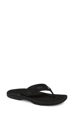 Olukai Ohana Flip Flop in Black/palm at Nordstrom, Size 12